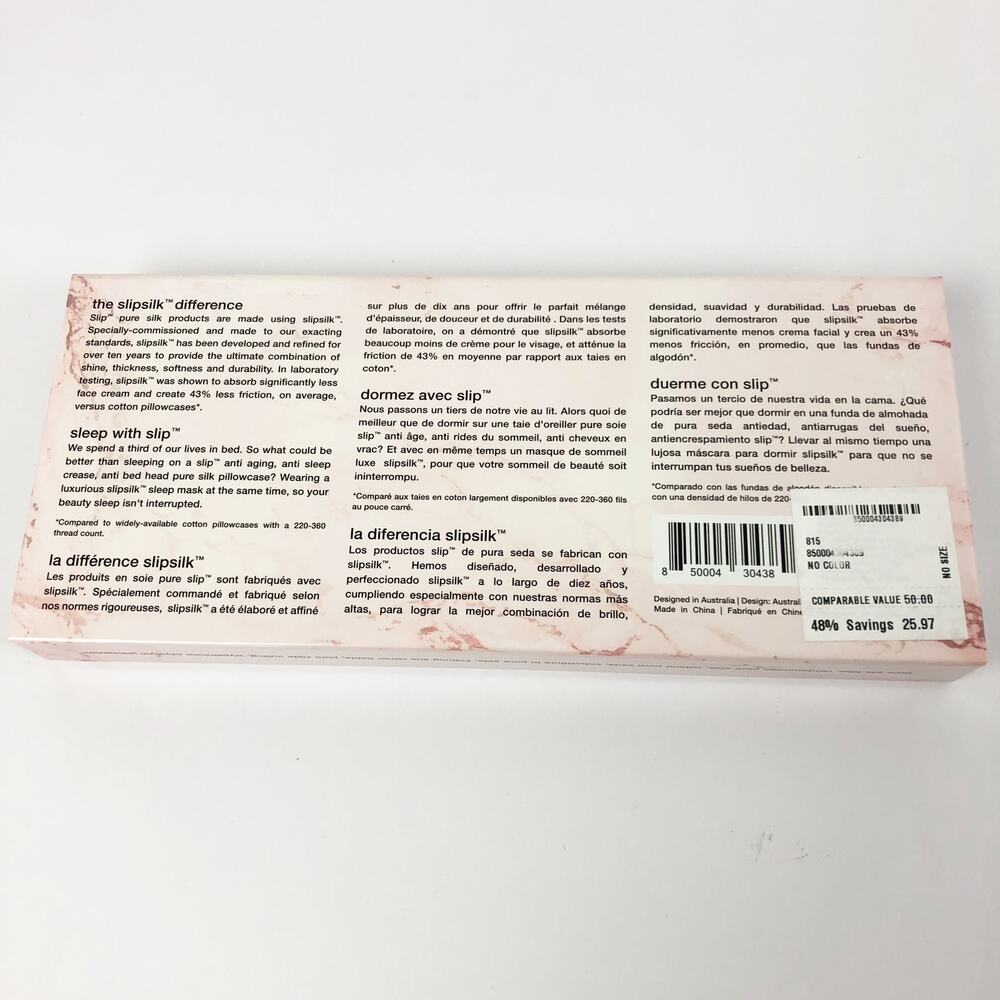SLIP Women's Silk Sleep Mask Pink Marble 100% Pure Mulberry (One Size) NIB - Picture 5 of 6